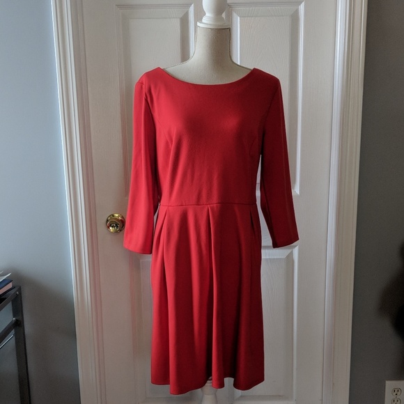 Merona Red Fit and Flare Dress with Pockets - Picture 1 of 7